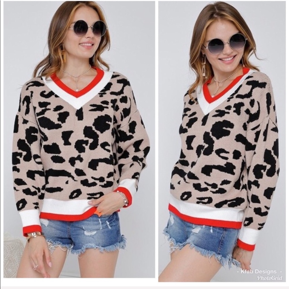 ❤️LAST 1! V Neck Multi Print Soft Leopard Sweater! - Picture 7 of 8